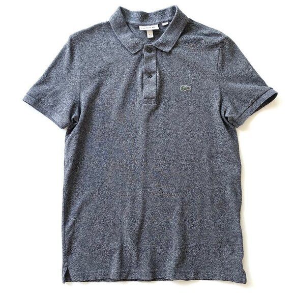 Lacoste Mens Slim Fit L.12.12 Piqué Polo Shirt Size M / 4 Short Sleeve Dark Gray - Picture 4 of 11